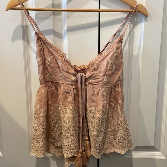 Free People Jenna Embroidered Cami In Pale Rose small - Picture 5 of 10